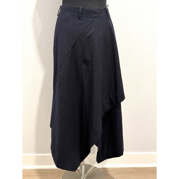 Zara Women Midi Skirt Small Black Pinstriped handkerchief Asymmetric High Low - Picture 11 of 14